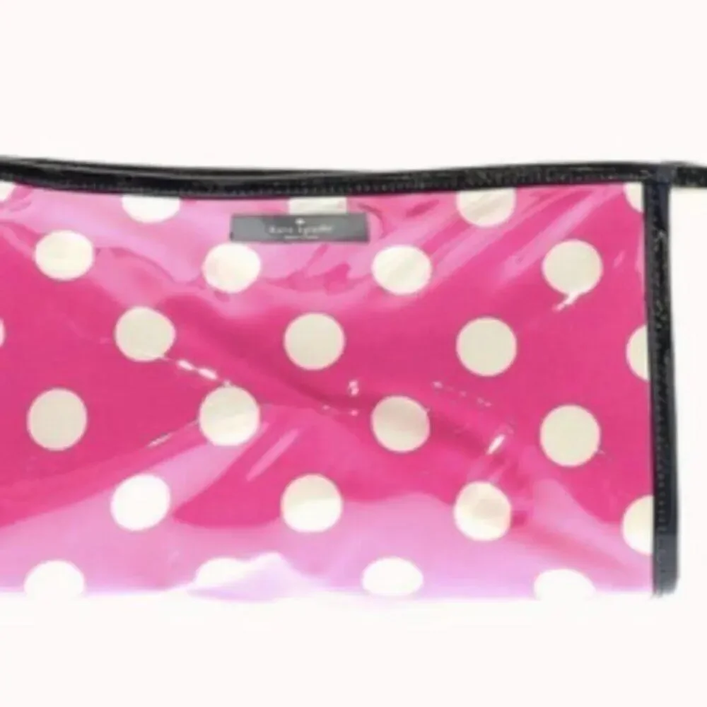 Kate Spade New York cosmetic bag pink with white dots